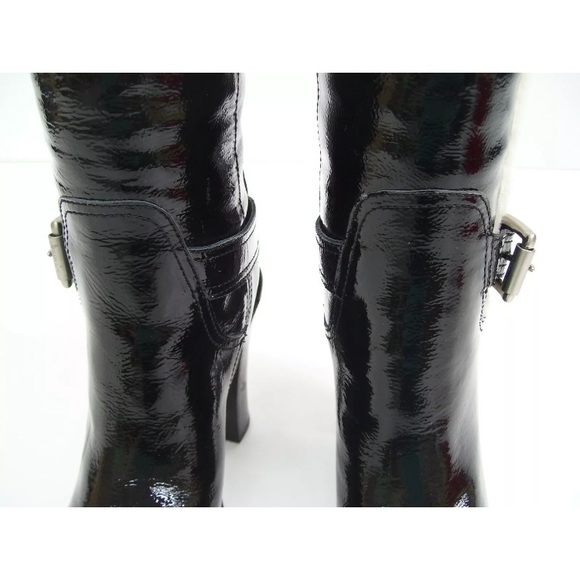 NIB Michael Kors Derby Boot Black Patent Leather Fur - Picture 4 of 8